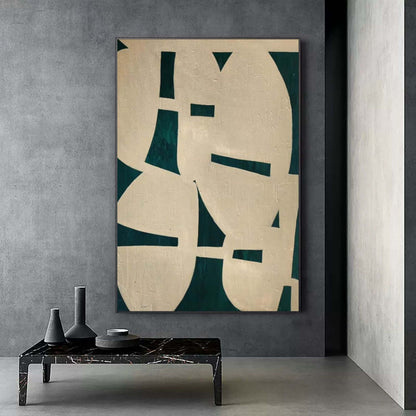Beige and Green Abstract Canvas Painting Wabi Sabi Wall Decor Beige and Green Minimalist Canvas Art