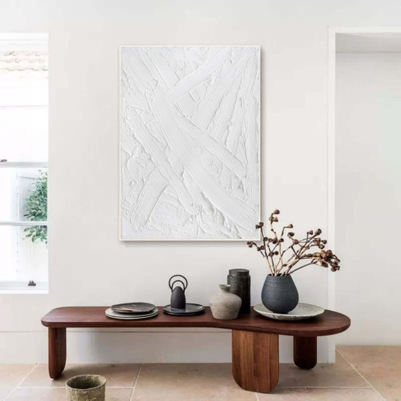 3D Large White Canvas Abstract Painting For Sale Textured Wall Art White Plaster Abstract Art