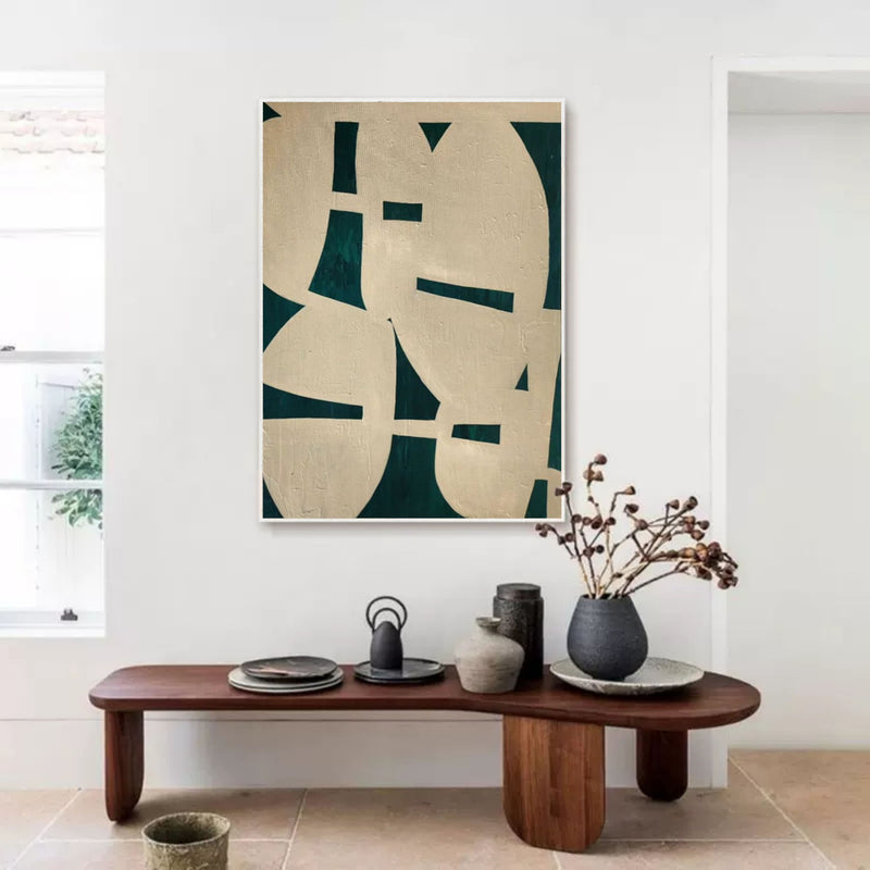 Beige and Black Abstract Canvas Painting Wabi Sabi Wall Decor Beige and Black Minimalist Canvas Art