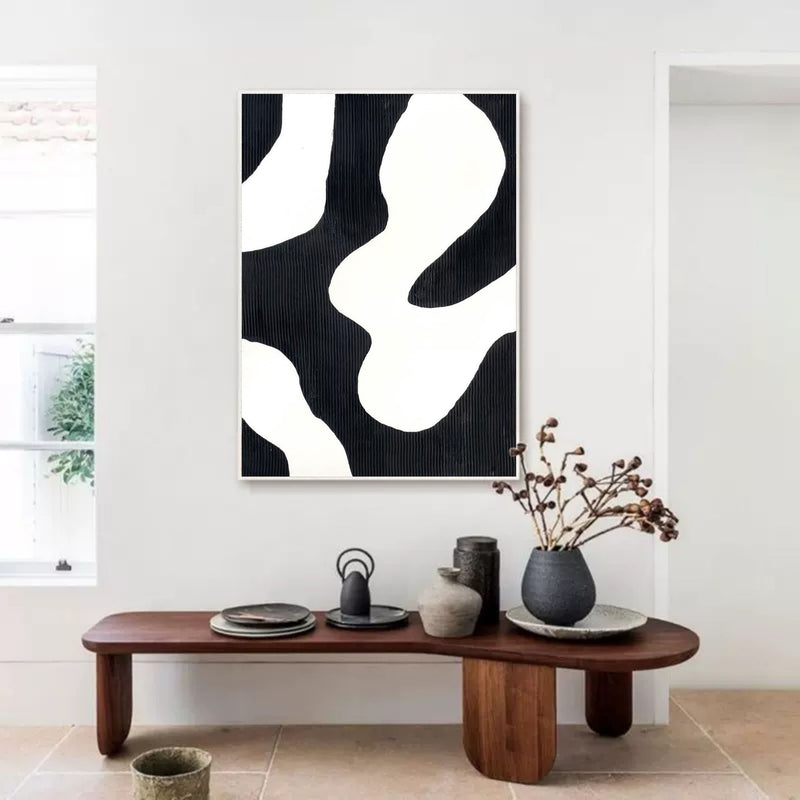 3D Black and White Minimalist Abstract Canvas Paintings for Sale Wabi Sabi Art Textured Wall Art