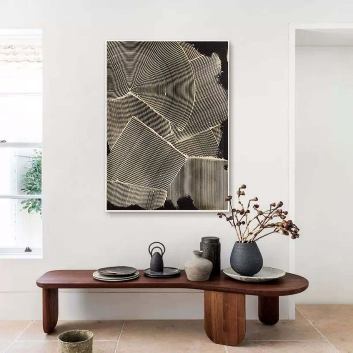 Black and White Textured Abstract Wabi Sabi Wall Art Minimalist Canvas ...