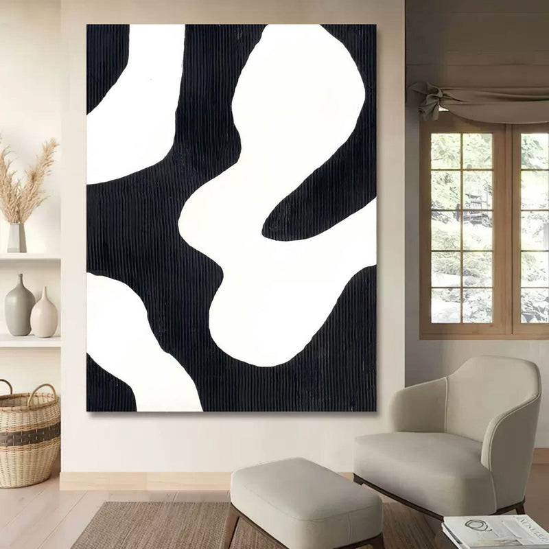 3D Black and White Minimalist Abstract Canvas Paintings for Sale Wabi Sabi Art Textured Wall Art
