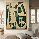 Green and Beige Minimalist Abstract Canvas Wall Art Wabi-Sabi Interior Design Decor Painting