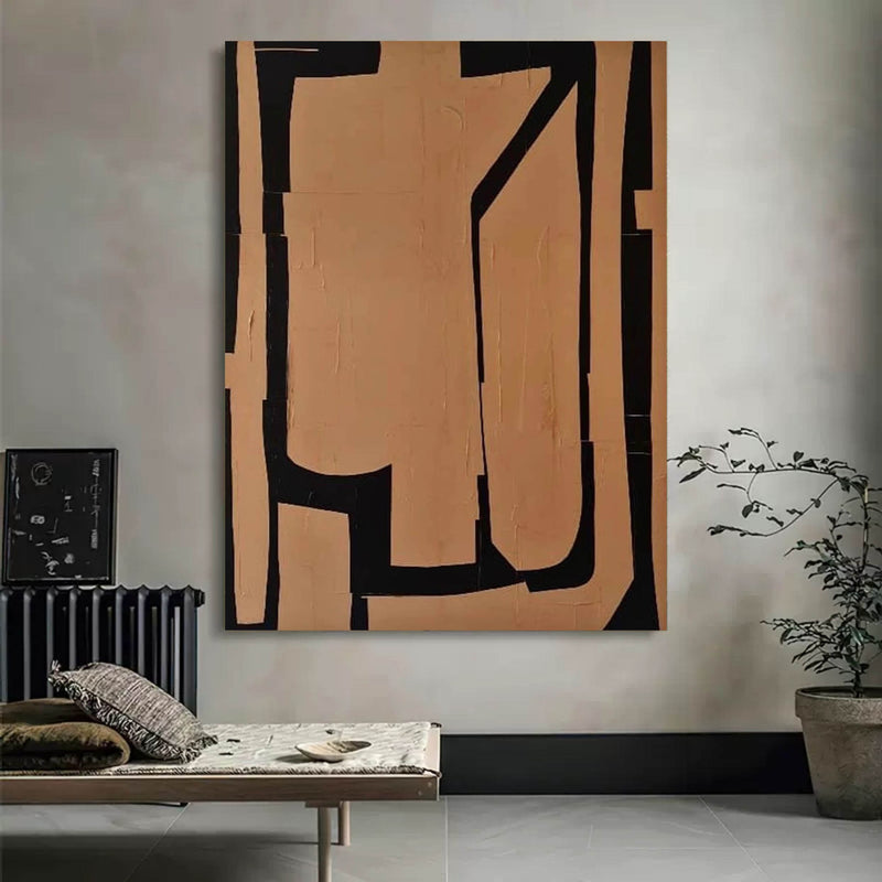 Brown and Black Minimalist Canvas Wall Art Brown Texture Abstract Art Wabi-Sabi Wall Art Brown Painting on Canvas