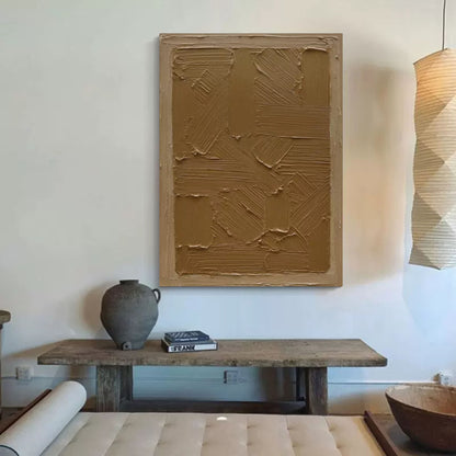 Brown abstract art on canvas Brown textured painting Brown minimalist wall art Wabi-sabi wall decor