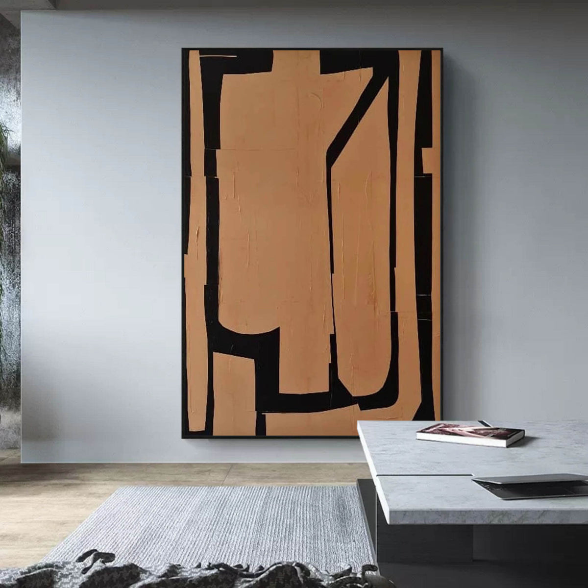 Brown and Black Minimalist Canvas Wall Art Brown Texture Abstract Art ...