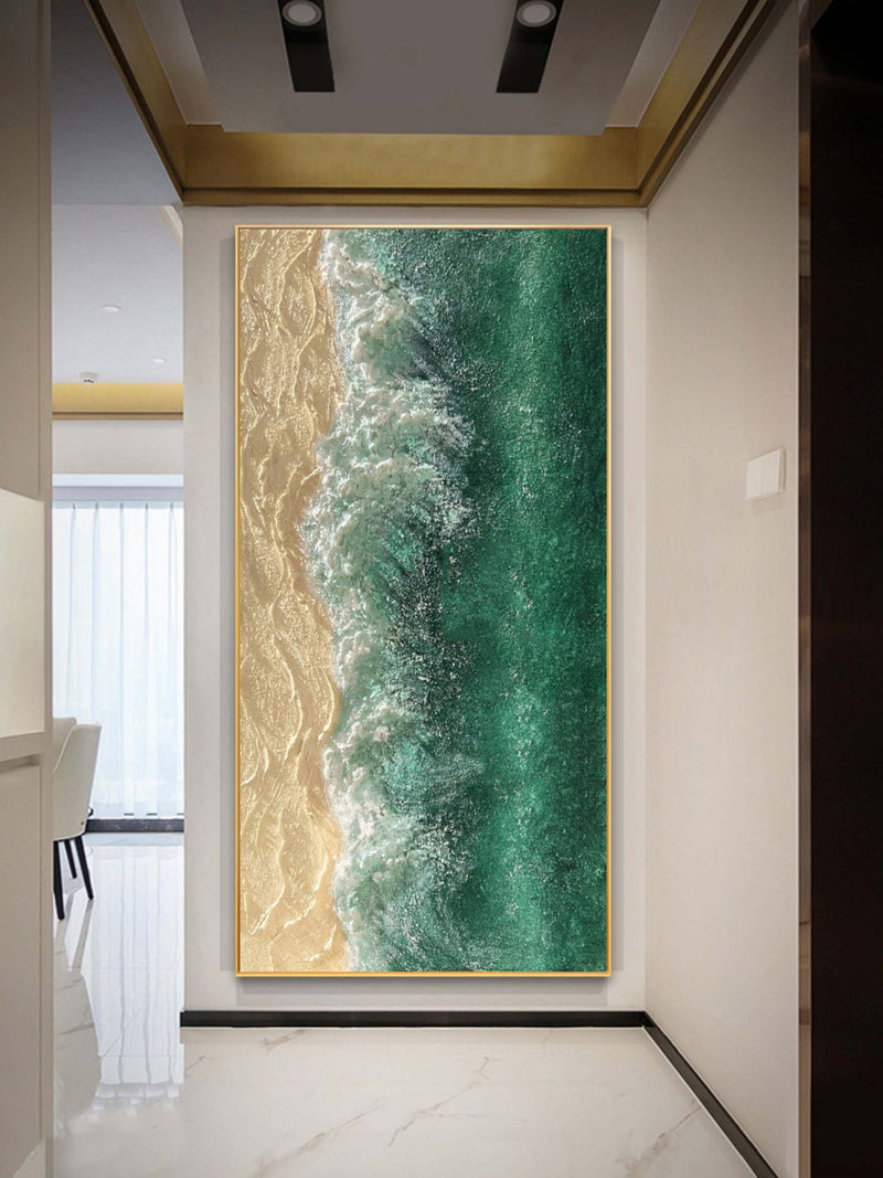 3D Large Turquoise Color Textured Abstract Canvas Painting Turquoise Color Textured Wall Art