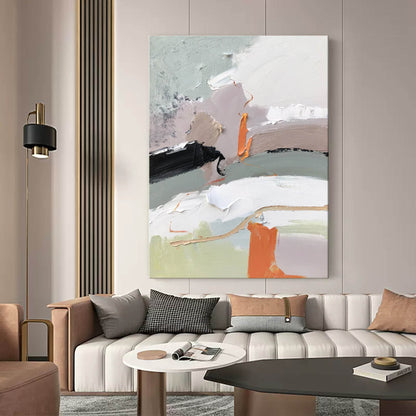 Elegant Gray Abstract Art with Subtle Orange and White Details