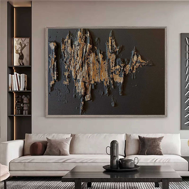 Black and Gold Canvas Art For Sale Black and Gold Textured Abstract Art Black Gold Canvas Painting