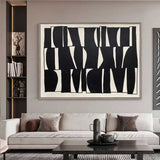 3D Large Black and White Texture Abstract Canvas Painting Wabi Sabi Art Minimalist Wall Art