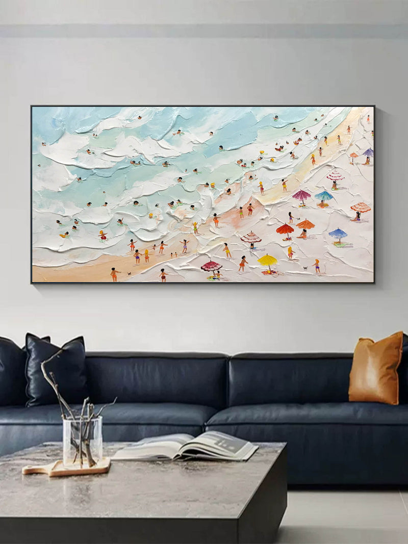 Large Seaside Vacation Canvas Oil Paintings For Sale Sea Wave Beach Landscape Canvas Art