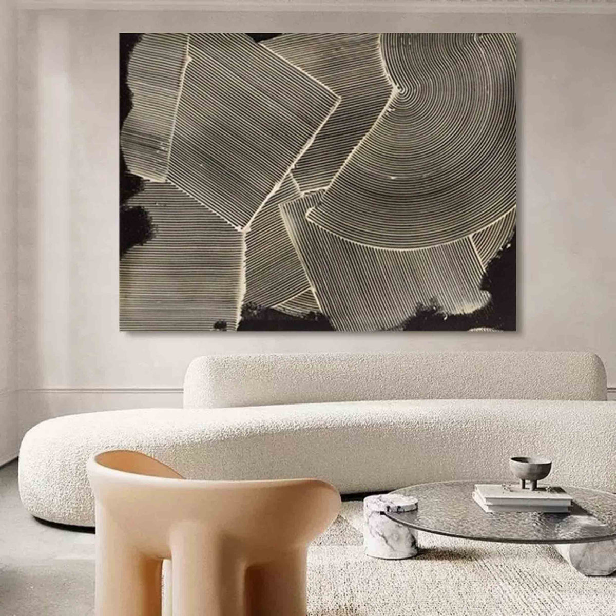 Black and White Textured Abstract Art Wabi Sabi Wall Decor Black and ...