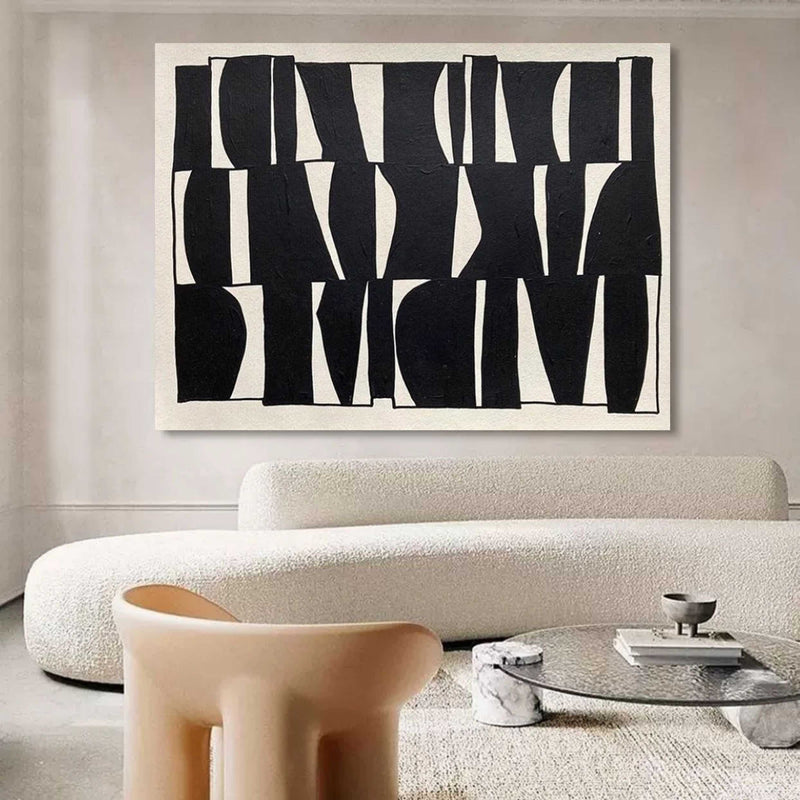 3D Large Black and White Texture Abstract Canvas Painting Wabi Sabi Art Minimalist Wall Art