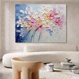 Large Colorful Flowers Texture Painting Flowers Palette Wall Art Decor Flowers Canvas Art For Sale