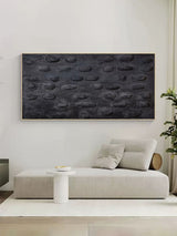 3D Large Black Textured Abstract Canvas Art Large Wabi Sabi Wall Art Thick Acrylic Textured Painting