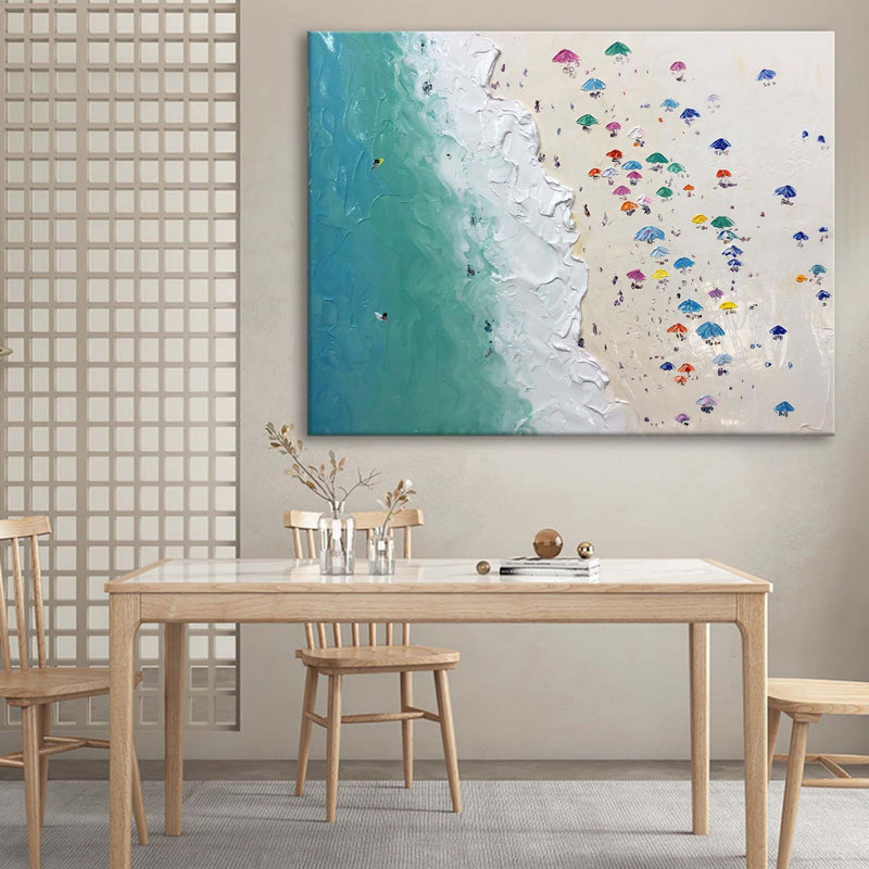 Large Seaside Beach Canvas Painting Seaside Beach Texture Art Summer Wall Painting For Sale