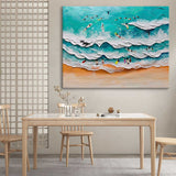 Seashore Painting Swimming Canvas Painting Sea Beach Acrylic Painting Sea Shore Wall Art