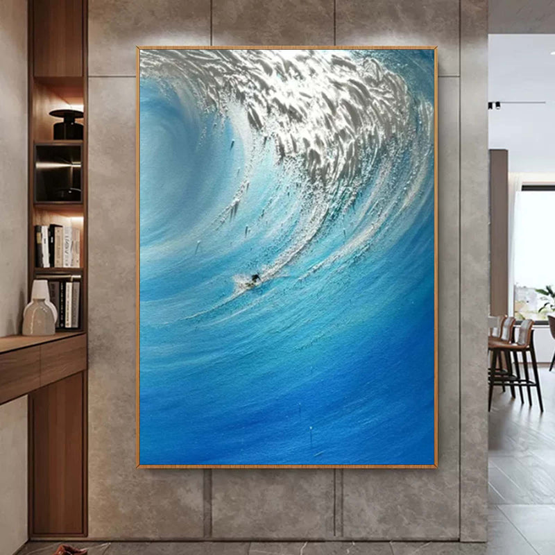 Blue Sea Texture Painting Blue Sea Texture Canvas Art Blue Sea Texture Wall Painting Sea Wall Decor