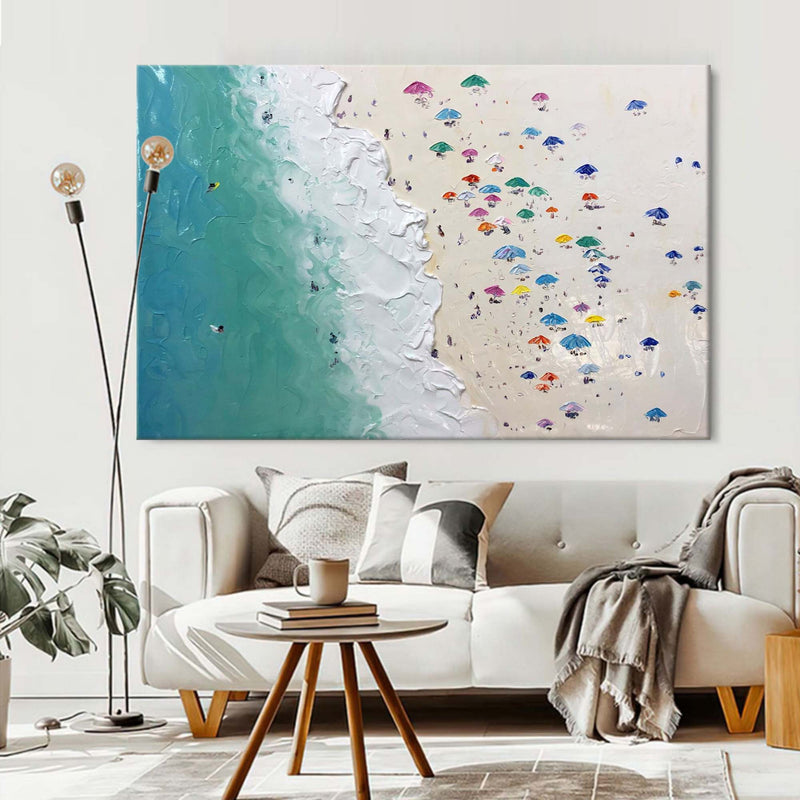 Large Seaside Beach Canvas Painting Seaside Beach Texture Art Summer Wall Painting For Sale