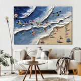 Large Blue Sea Beach Canvas Oil Painting Seaside Beach Texture Art Summer Paintings For Sale