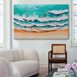 Seashore Painting Swimming Canvas Painting Sea Beach Acrylic Painting Sea Shore Wall Art