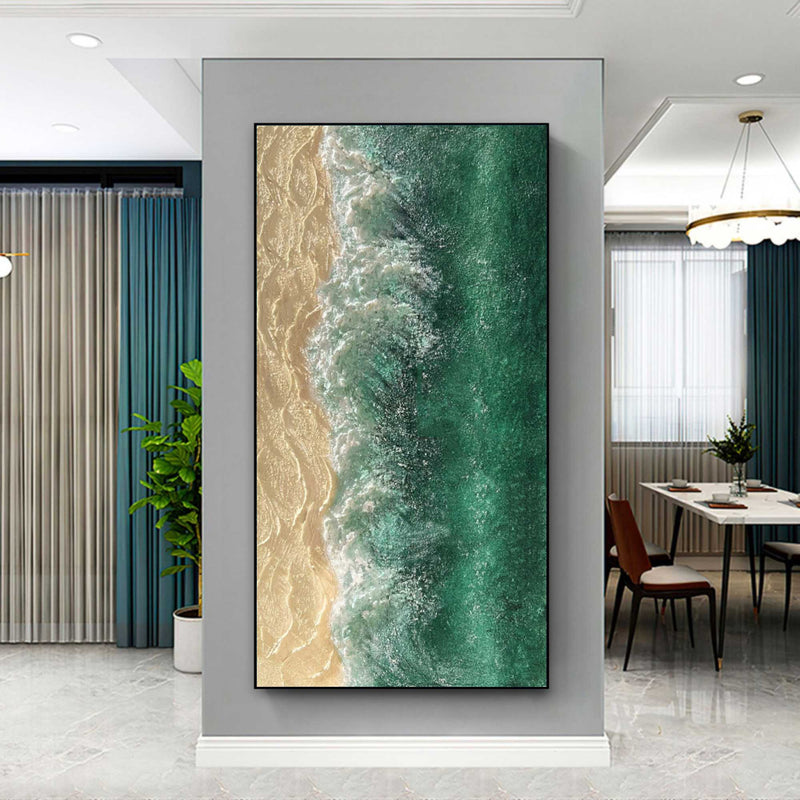 3D Large Turquoise Color Textured Abstract Canvas Painting Turquoise Color Textured Wall Art