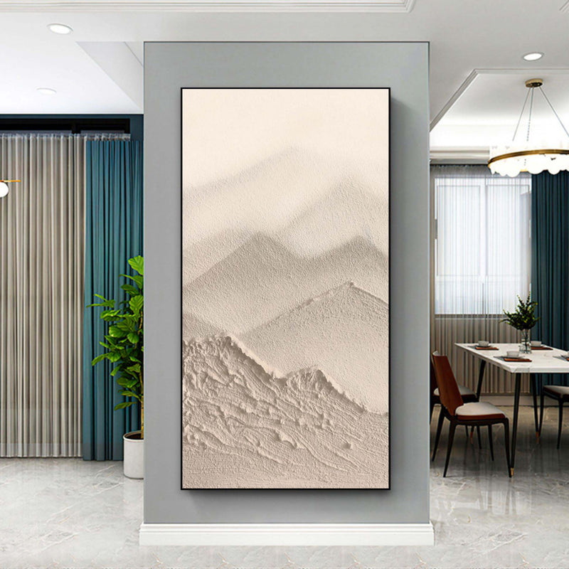 3D Large Beige Textured Abstract Canvas Art Large Wabi-Sabi Wall Art Thick Textured Acrylic Painting