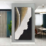 3D Large Black and White Ocean Wave Beach Painting Ocean Wave Beach Canvas Art Textured Wall Art
