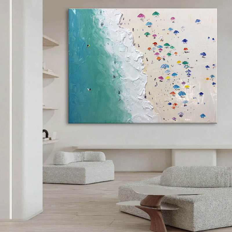 Large Seaside Beach Canvas Painting Seaside Beach Texture Art Summer Wall Painting For Sale