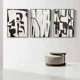 Black and White Minimalist Abstract Art Canvas Set of 3 Wabi Sabi Wall Art Minimalist Texture Painting