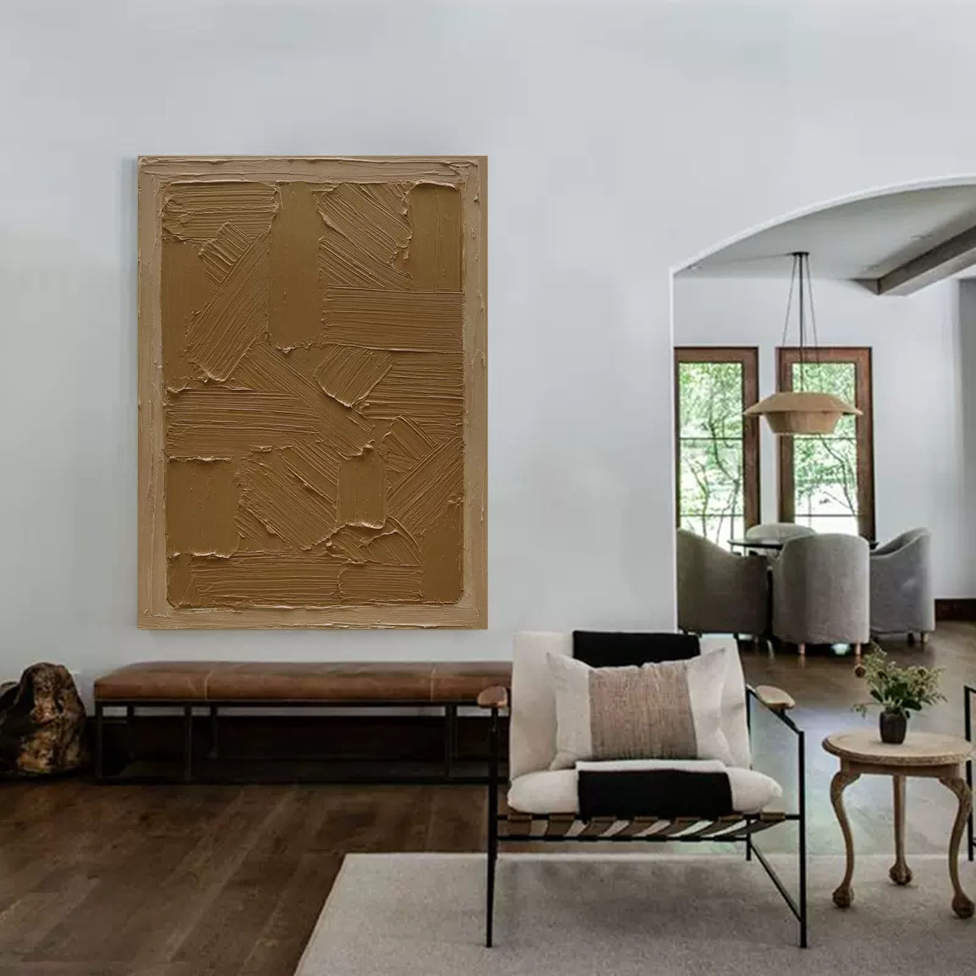 Brown abstract art on canvas Brown textured painting Brown minimalist wall art Wabi-sabi wall decor