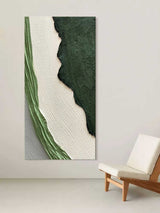 Large Green and White Texture Painting Green and White Textured Art Plaster Abstract Canvas Painting