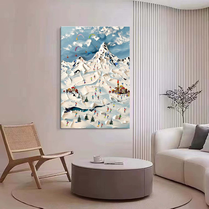 Skier Painting on Canvas Skier Oil Paintings for Sale Skier Canvas Art White Snow Oil Painting