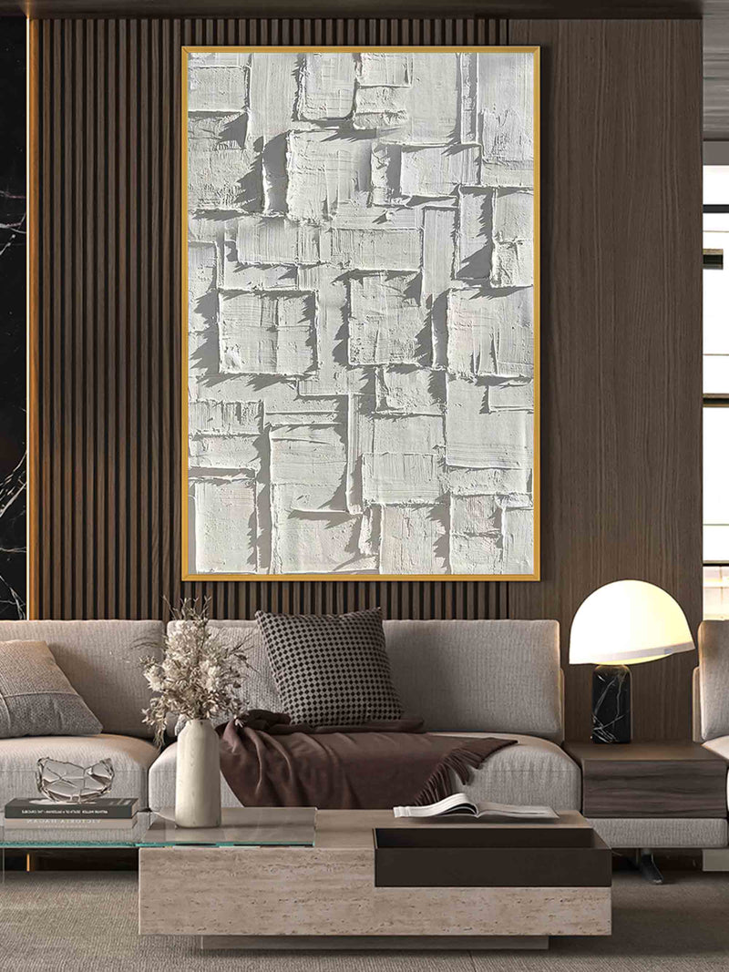 3D Large White Texture Acrylic Abstract Painting Plaster Abstract Art Plaster Abstract Art On Canvas