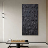 3D Large Black Textured Abstract Canvas Art Large Wabi Sabi Wall Art Thick Textured Acrylic Painting