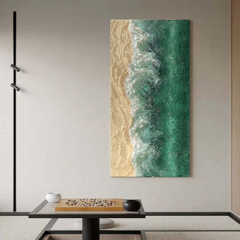 3D Large Turquoise Color Textured Abstract Canvas Painting Turquoise Color Textured Wall Art