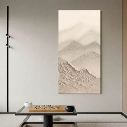 3D Large Beige Textured Abstract Canvas Art Large Wabi-Sabi Wall Art Thick Textured Acrylic Painting
