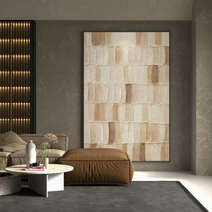 3D Beige Textured Acrylic Abstract Painting Beige Wall Art Beige Textured Canvas Abstract Art