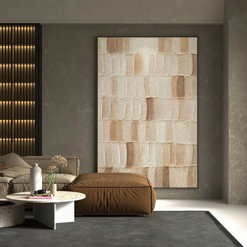3D Beige Textured Acrylic Abstract Painting Beige Wall Art Beige Textured Canvas Abstract Art