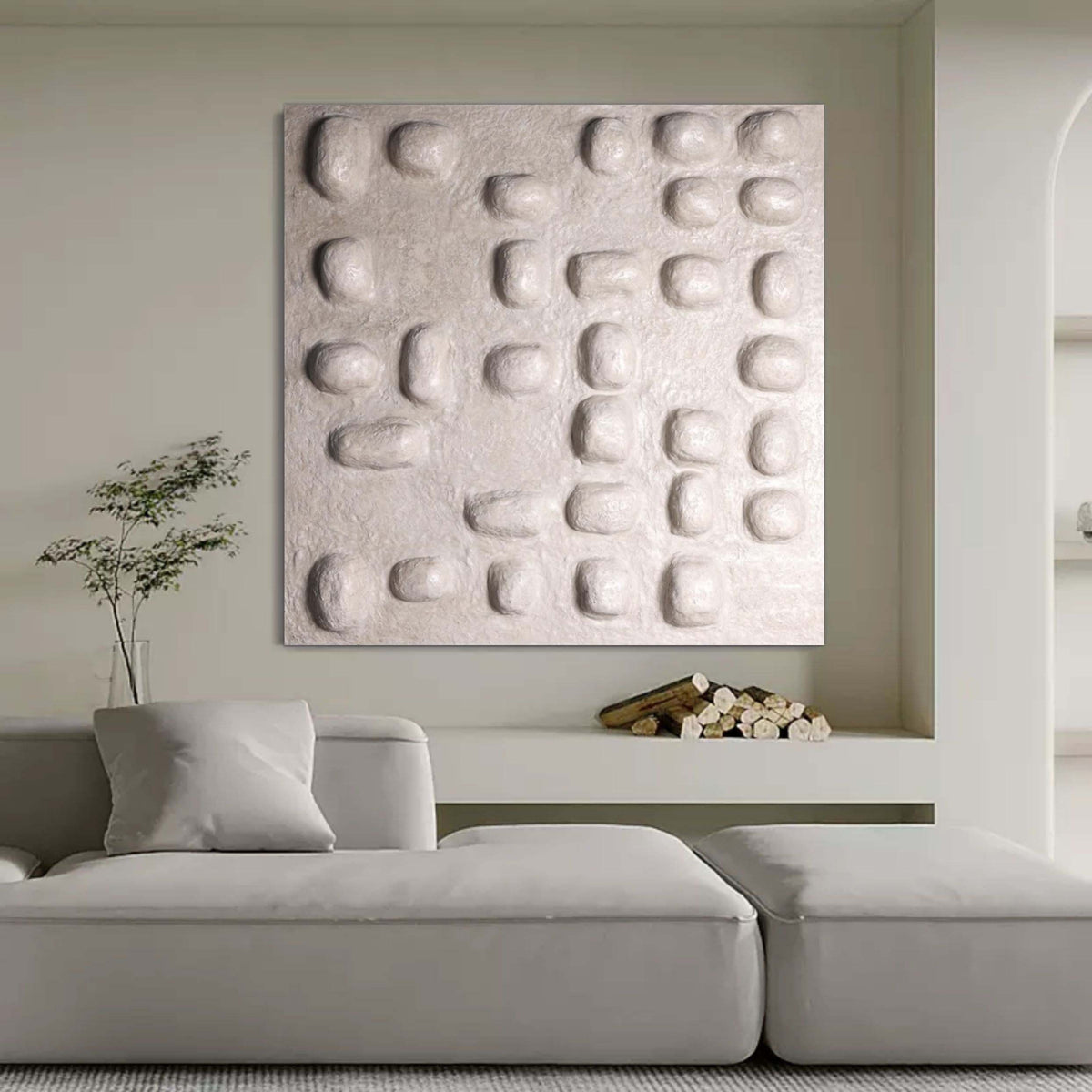 3D Beige Textured Abstract Art For Sale Wabi-Sabi Wall Art White Thick ...