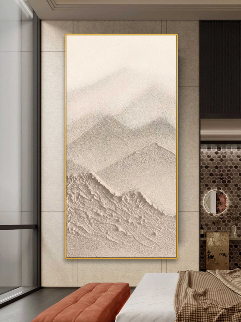 3D Large Beige Textured Abstract Canvas Art Large Wabi-Sabi Wall Art Thick Textured Acrylic Painting
