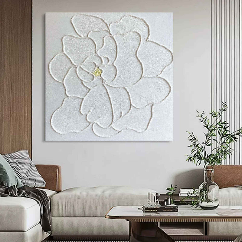 White Flowers Plaster Art White Peony Flowers Paintings For Sale Plaster Painting On Canvas