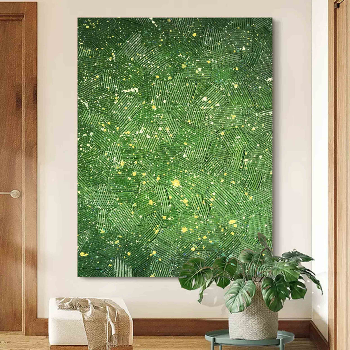 Green Textured Abstract Canvas Painting Green Textured Wall Art Green ...