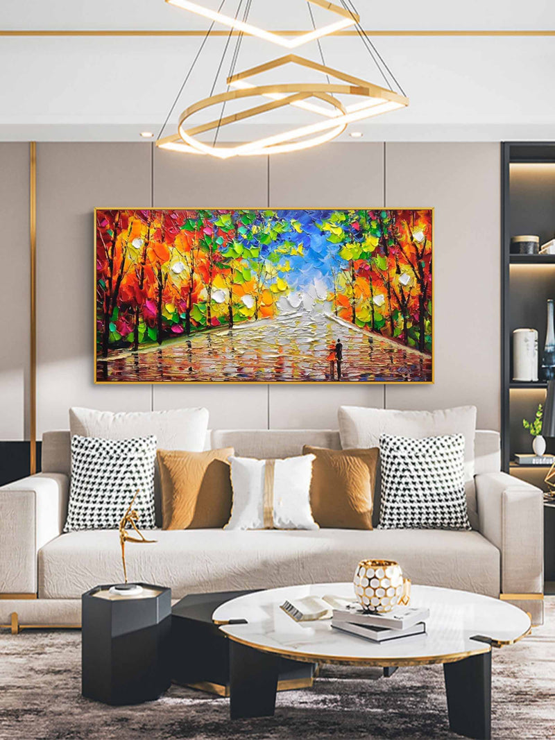 Large Palette Knife Abstract Canvas Paintings Colorful Textured Painting Living Room Wall Hanging Painting