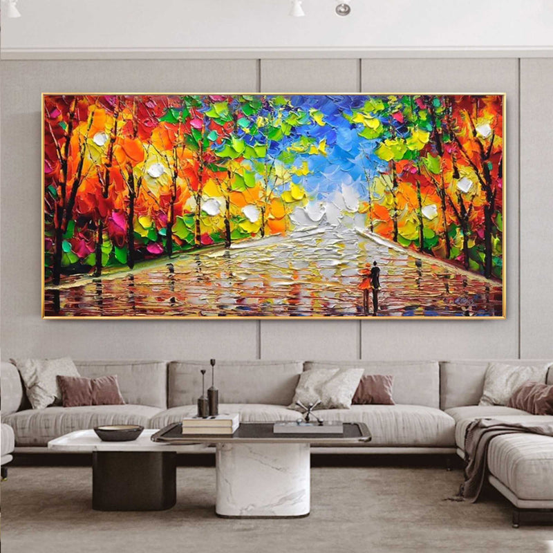 Large Palette Knife Abstract Canvas Paintings Colorful Textured Painting Living Room Wall Hanging Painting