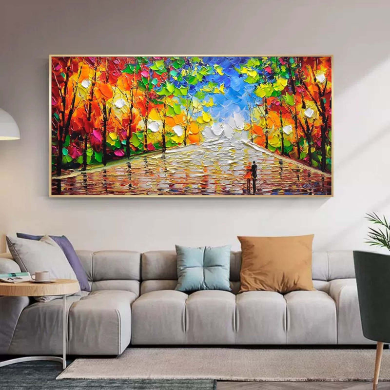 Large Palette Knife Abstract Canvas Paintings Colorful Textured Painting Living Room Wall Hanging Painting
