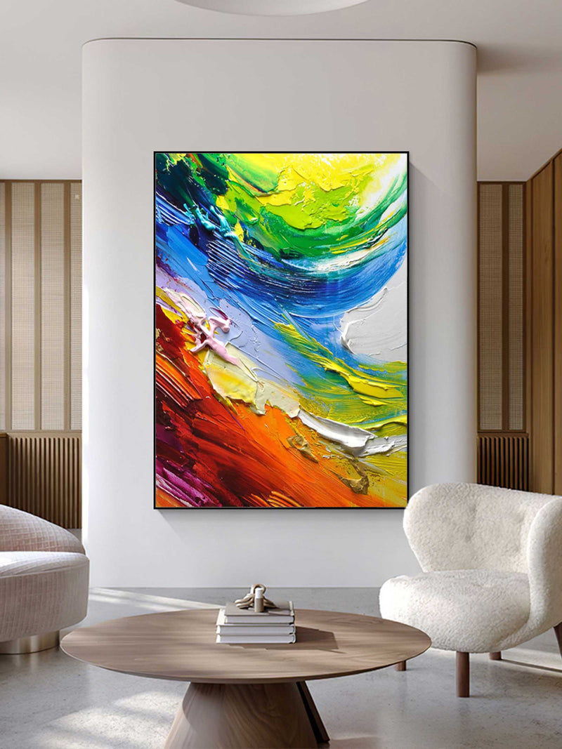 Colorful Abstract Oil Painting Colorful Textured Abstract Art Knife Paintings On Canvas For Sale