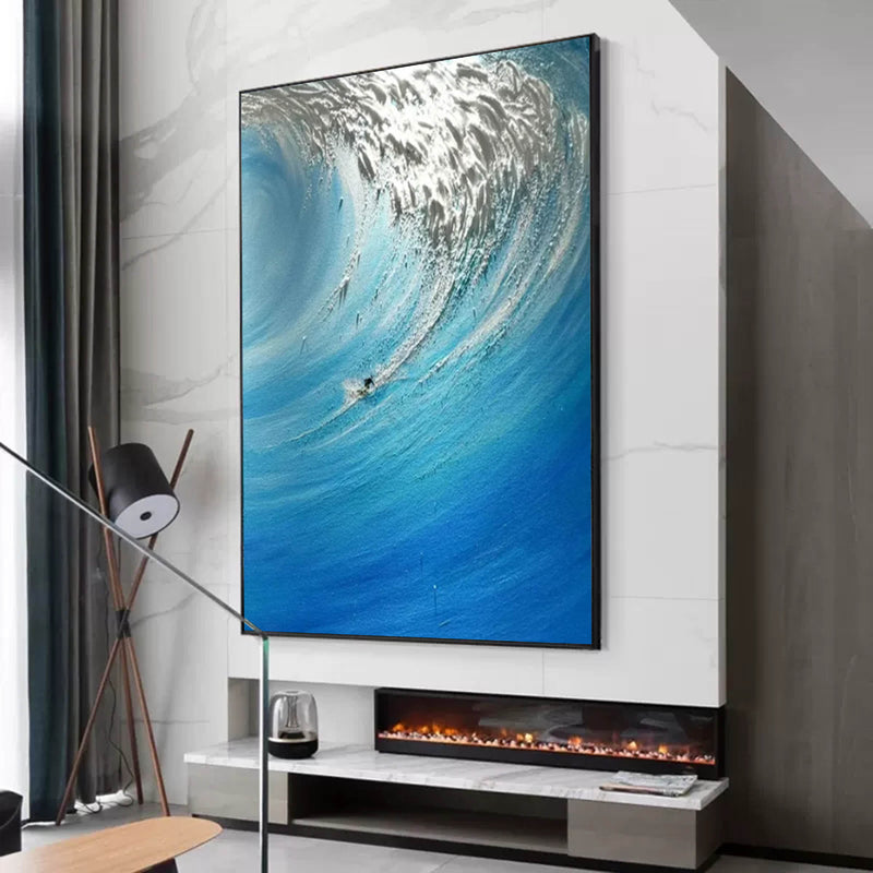 Blue Sea Texture Painting Blue Sea Texture Canvas Art Blue Sea Texture Wall Painting Sea Wall Decor