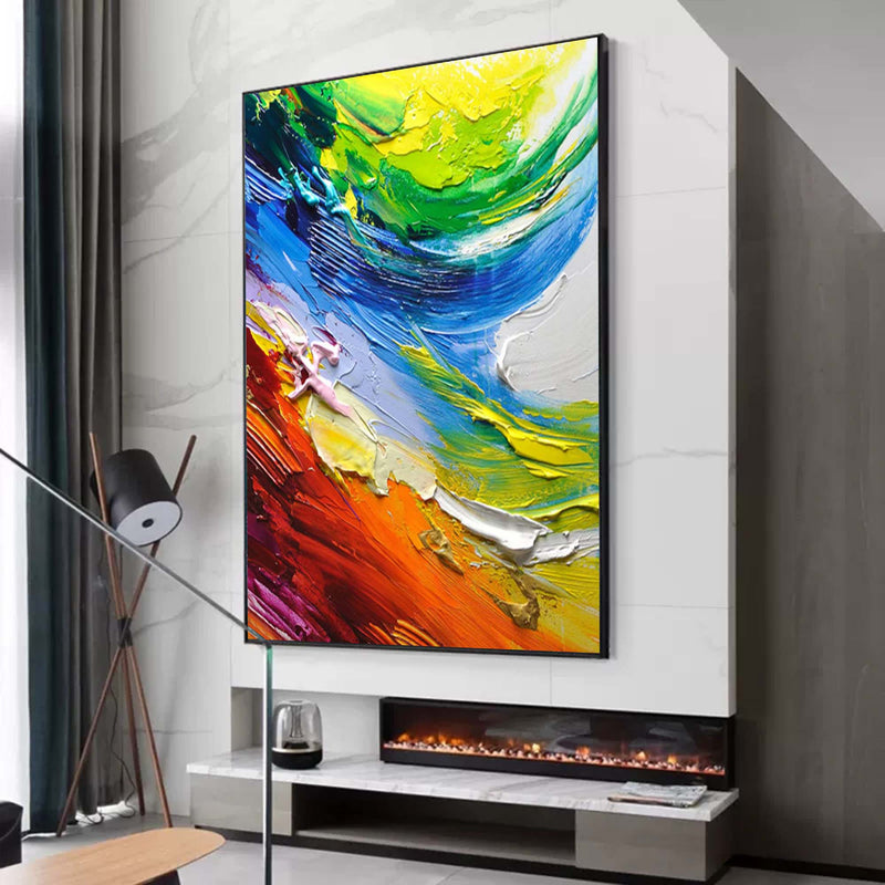 Colorful Abstract Oil Painting Colorful Textured Abstract Art Knife Paintings On Canvas For Sale