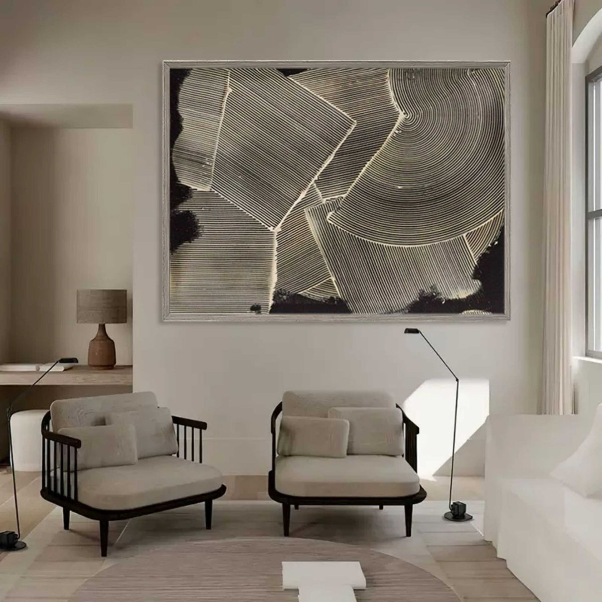 Black and White Textured Abstract Art Wabi Sabi Wall Decor Black and ...